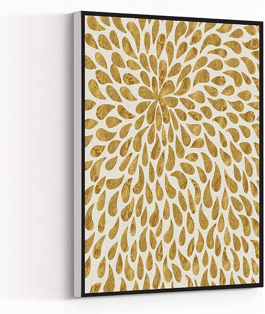 Wall Art Framed Ready to Hang Gold Abstract Canvas Wall Art For Home Office Decoration 16*24 inches
