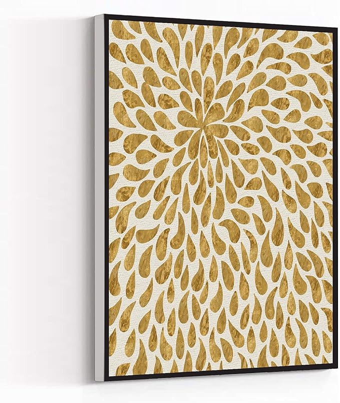 Wall Art Framed Ready to Hang Gold Abstract Canvas Wall Art For Home Office Decoration 20*30 inches