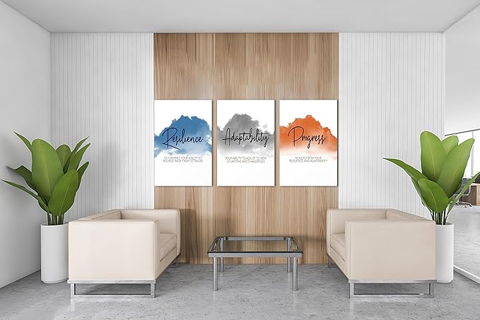 SHMAO 3 Piece Office Canvas Wall Art, Motivational Quotes Print Pictures Wall Decor for Office, Entrepreneur Poster Women Inspirational Framed Artwork Home Office Decor 20''x30'' x 3 Pcs