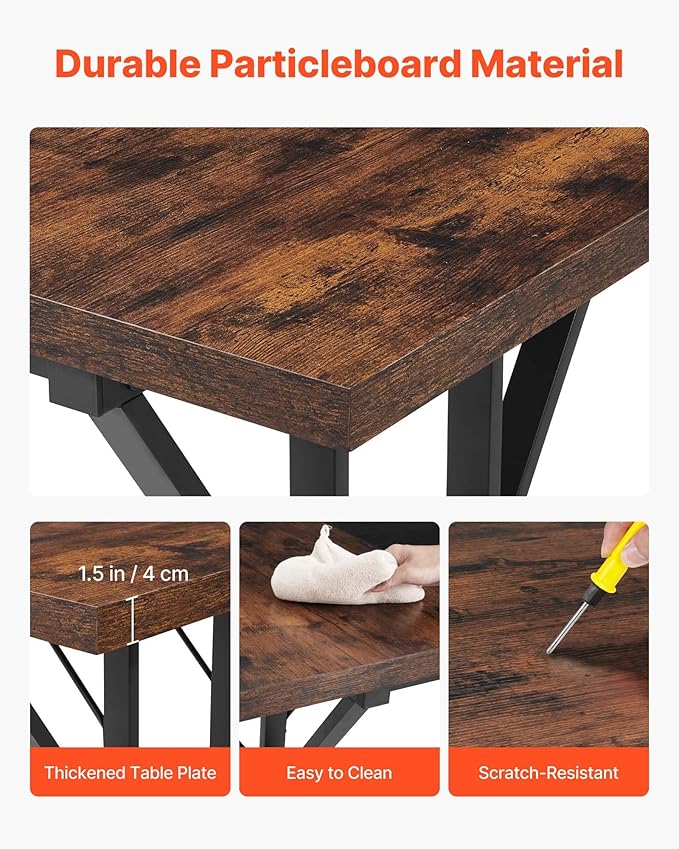 VEVOR Executive Desk 70.9 x 31.5 inch, Large Computer Desk PC Workstation for Home Office, Modern Simple Wood Laptop Study Writing Table Metal Frame Business Furniture, Rustic Brown and Black