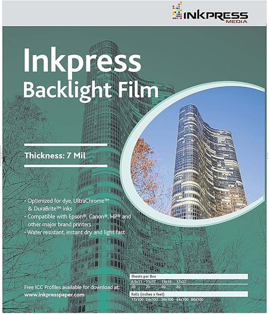 Inkpress WGF111720 Specialty Media White Gloss Film 11in. X 17in. 20 Sheets