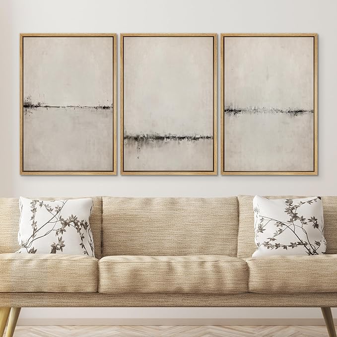 SIGNWIN Framed Canvas Print Wall Art Set Abstract Watercolor Serene Aesthetic Illustrations Modern Art Decorative Nordic Abstract for Living Room, Bedroom, Office - 24"x36"x3 Natural