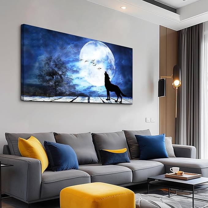 Canvas Wall Art For Bedroom Wall Decoration For Living Room Large Size Luminous Scenery Wolf Wall Decor Pictures Artwork Painting Modern Office Canvas Art Prints Room Decor Ready To For Home Decor