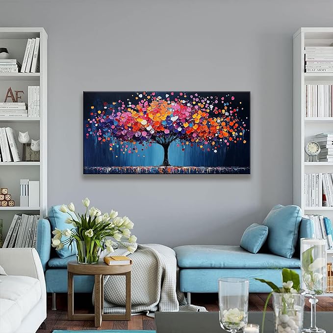 Suconvng Canvas Art Wall Decor Abstract Tree Wall Art For Living Room Modern Abstract Wall Decor Prints Pictures Colorful Tree Of Life Wall Art Picture For Bedroom Hotel Home Artwork 24 X 48 Inch