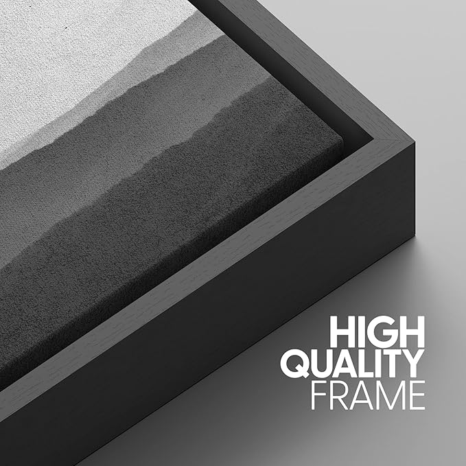 SIGNWIN Framed Canvas Print Wall Art Side of Mountain in Mist Nature Rocky Cozy Neutral Minimalism Contemporary Black and White for Living Room, Bedroom, Office - 16"x24"x3 Black