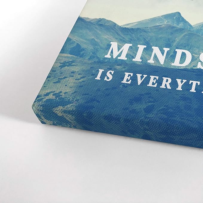 Smile Art Design Mindset is Everything Quote Elephant with Balloon Motivational Wall Art Canvas Print Inspirational Wall Art Entrepreneur Quote Office Living Room Decor Gift Ready to Hang 40x30