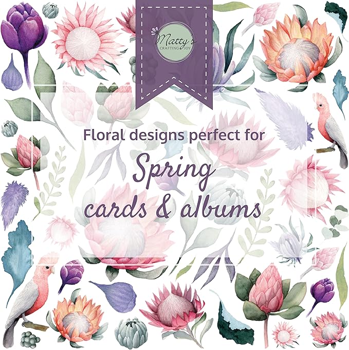 Matty's Crafting Joy Floral Grace 12x12 Double Sided Scrapbook Cardstock Paper Pad, 24 Floral Designer Patterned Paper Pack