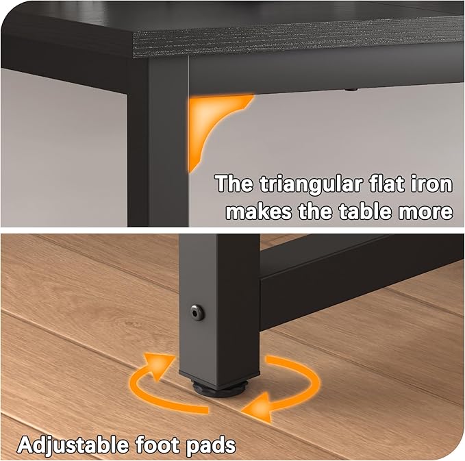 NSdirect 63 inch Computer Desk,Modern Simple Style PC Table Office Desk Wide Workstation for Study Writing,Gaming and Home Office,Extra 1" Thicker Wooden Tabletop and Black Metal Frame,Black