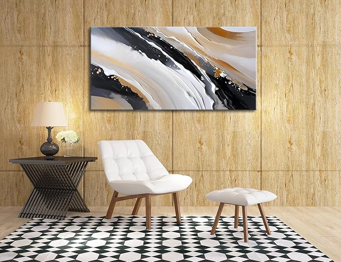 weiyiart Abstract Wall Art Wall Decor Brown and Black White Modern Canvas Wall Paintings Modern Artwork for Living Room Bedroom Bathroom Office Home Decor Can Be Hung Directly 20"x 40"