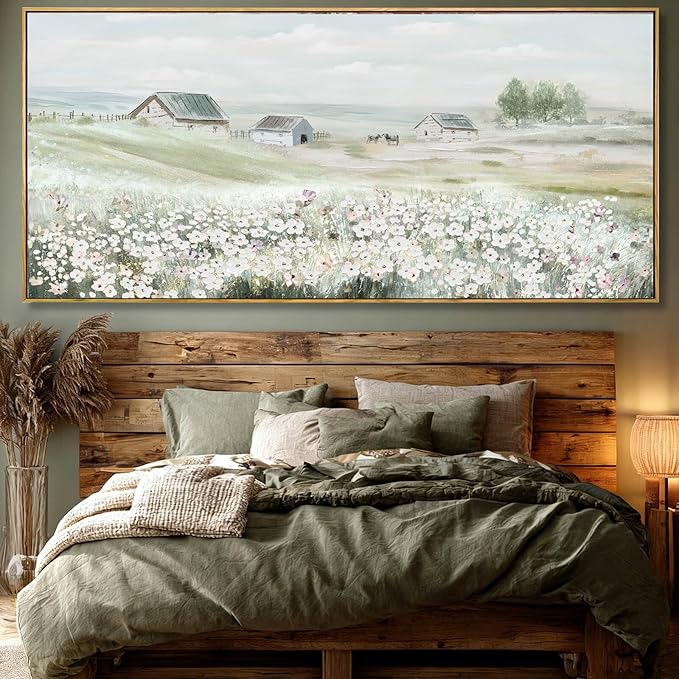 VAYIMDH Green Wall Art Landscape Decorative Pictures Animal Canvas Artwork 40"x86" Wall Decorations for Bedroom Large Poster for Living Room