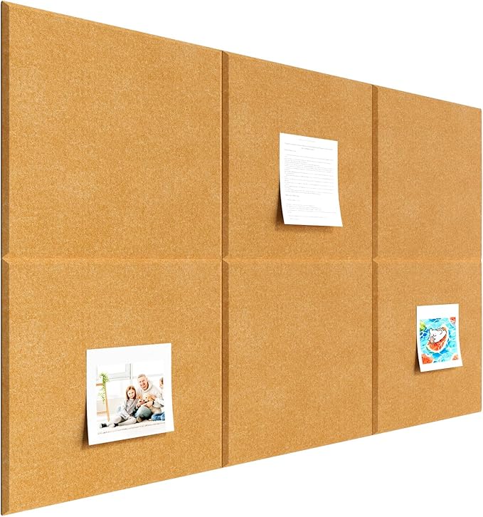 Large Cork Boards for Walls – 36" x 24" Self Adhesive Felt Wall Tiles, Ideal for Office Bulletin Board, Easy to Install Pin Board Photo Board