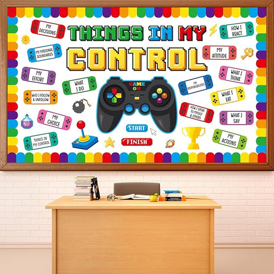 Growth Mindset Video Game Bulletin Board Set Back to School Classroom Decorations Things in My Control Game Controller Bulletin Board Positive Paper Cutouts for Home Chalkboard Door Wall Decor