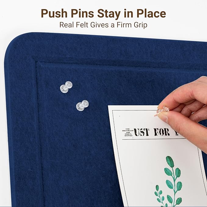 AKTOP Cork Bulletin Board 36" x 48", Large Foldable Felt Notice Pin Board for Wall, Decorative CorkBoard Photo Display Board with Self-Adhesive Tape for Office, School & Home, 25 Pushpins, Blue
