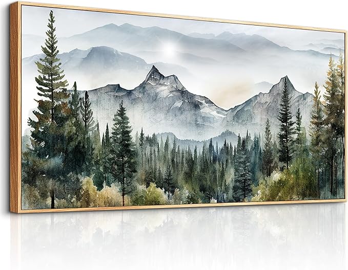 hyidecorart Abstract Mountain Scenery Paintings Wall Pictures Artworks Large Wall Art For Living Room Wood Framed Decorations For Bedroom Office Canvas Wall Decor Ready To Hang Home Decoration