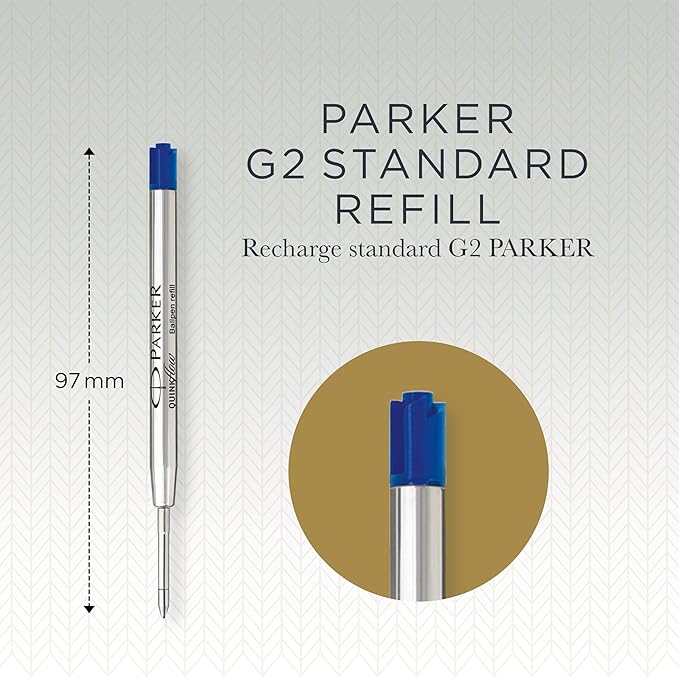 Parker Ballpoint Pen Refills, Medium Point, Blue QUINKflow Ink, 10 Count, Authentic Ink Refills Compatible with Parker Ballpoint Pens