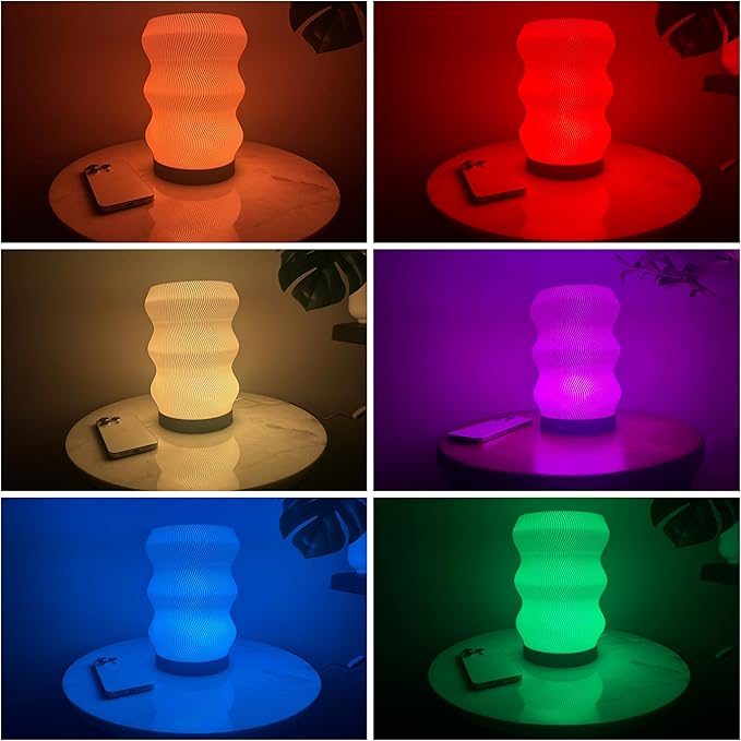 Wave Table Lamp - Modern Bedside Light for Bedroom, Desk, Nightstand, or Office - Mood Lighting Lamp - Eco-Friendly Gift Idea - Unique Home Decor - LED Night Light