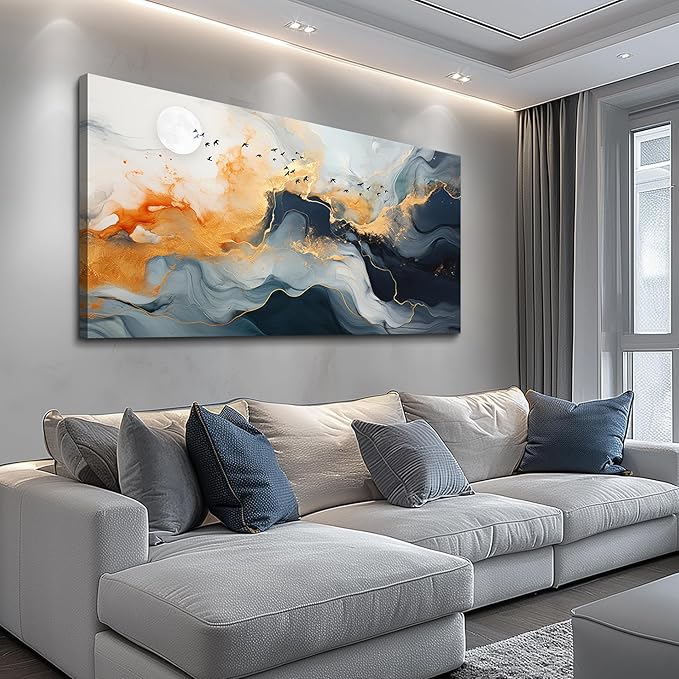 MHARTK66 Abstract Wall Art for Living Room, Large Canvas Prints Paintings Artwork for Walls, Minimalist Modern Bright Multicolor Colorful Pictures for Hallway Bedroom Office Home Wall Decor 24x48