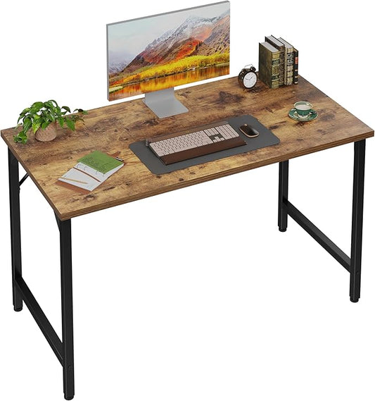 Grandder 47 inch Computer Desk, Home Office Desk Study Writing Kid Table, Simple PC Work Desk, Adjustable Feet, Rustic Brown