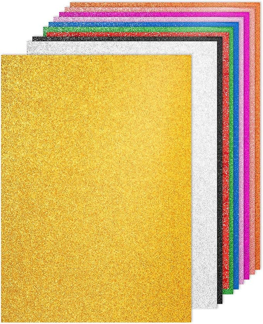 PATIKIL 20Sheets Colorful Glitter Cardstock, 8.3x11.7 in A4 Glitter Paper Card Stock Shiny Scrapbook 250gsm Sparkly Paper Large Shimmer for Crafts Scrapbook DIY Art Wedding Party