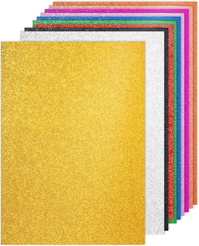 PATIKIL 40Sheets Colorful Glitter Cardstock, 8.3x11.7 in A4 Glitter Paper Card Stock Shiny Scrapbook 250gsm Sparkly Paper Large Shimmer for Crafts Scrapbook DIY Art Wedding Party
