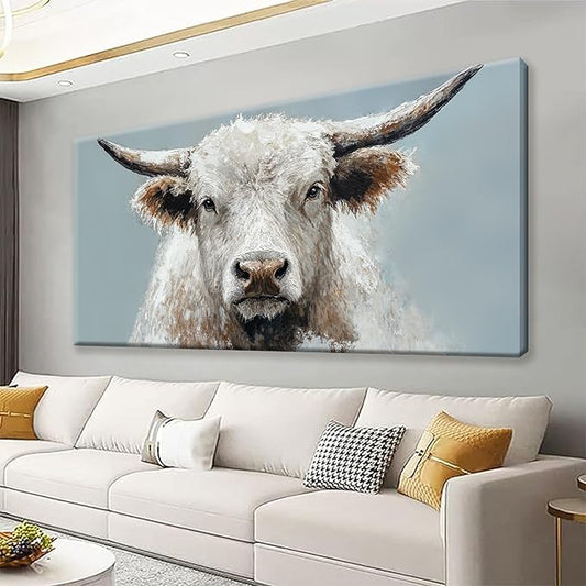 Wall Art Freedom Highland Cow Painting Wild Animal Cattle Canvas Art Wall Decor Print Artwork Longhorn Poster Prints Pictures For Bedroom Farmhouse Aesthetic Home Wall Decor 20 X 40 Inch