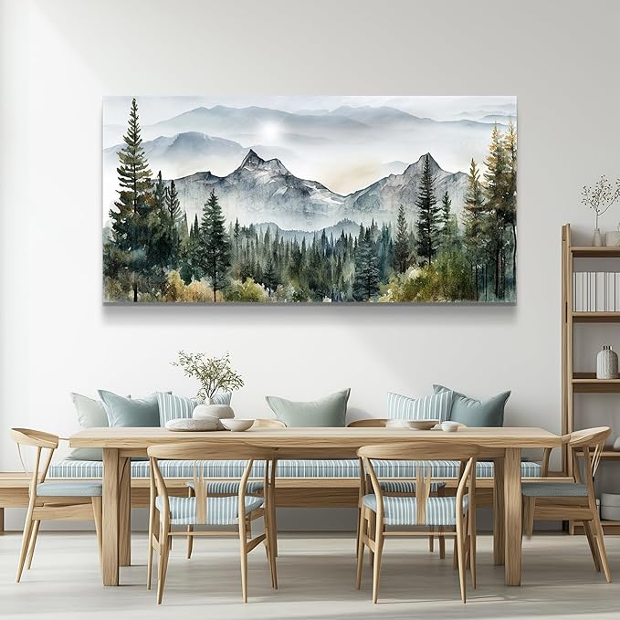 hyidecorart Large Size Wall Art For Living Room Canvas Decorations For Bedroom Modern Office Wall Decor Abstract Mountain Scenery Paintings Wall Pictures Artworks Ready To Hang Home Decoration