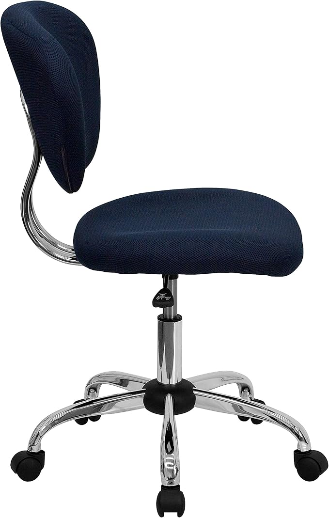 Flash Furniture Beverly Mid-Back Navy Mesh Padded Swivel Task Office Chair with Chrome Base