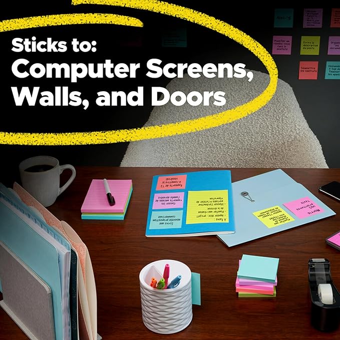 Post-it Super Sticky Notes, Limited Edition Color Collection, 3x3 in, 15 Pads, 45 Sheets/Pad (Pack of 12)
