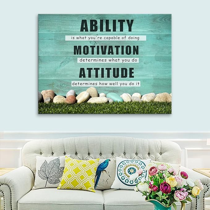 Motivational Canvas Positive Wall Art Inspirational Office Positive Wall Art Print Quotes Success Canvas Artwork Picture Print Framed for Home Office Living Room Wall Decor Ready to Hang[40''Wx 30''H]
