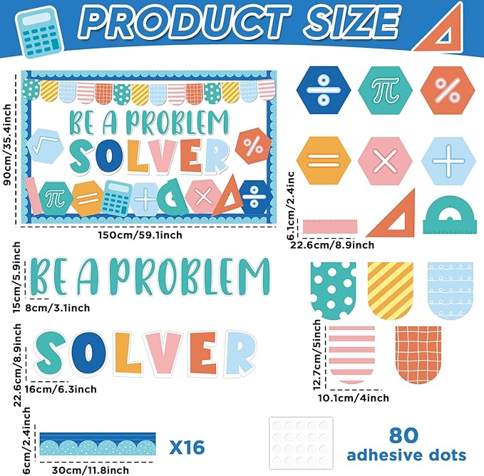 gisgfim Math Bulletin Board Decorations Be a Problem Solving Paper Cutouts Mathematics Symbol Math Signs Bulletin Board Set for Classroom Elementary Preschool Back to School Wall Door Decor Supplies