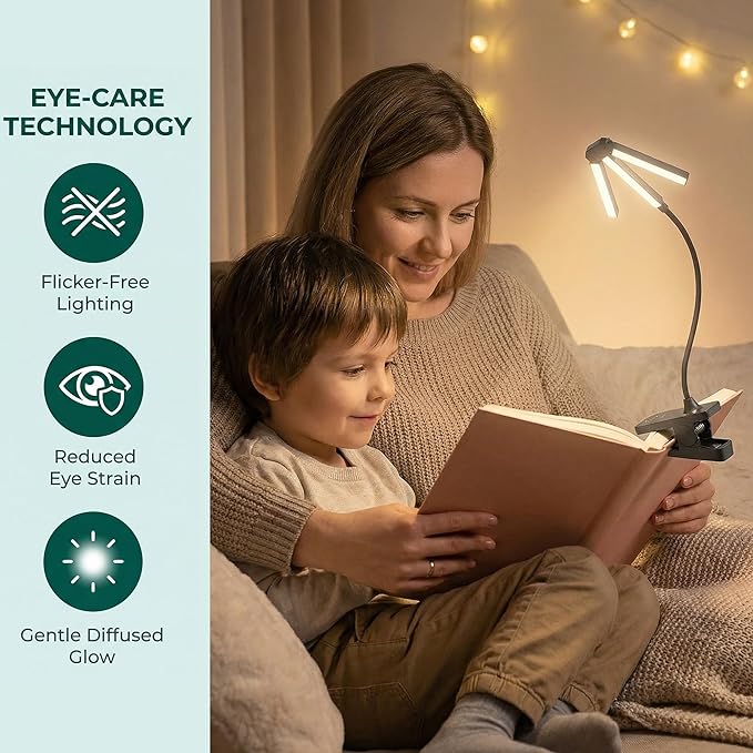 Clip-On Easel Light, Rechargeable Artist Lamp with 4 Color Modes & 3 Brightness, Flexible Arm Reading Light Music Stand Light, for Piano Bed Reading Desk Puzzle, Art Lamps for Paintings