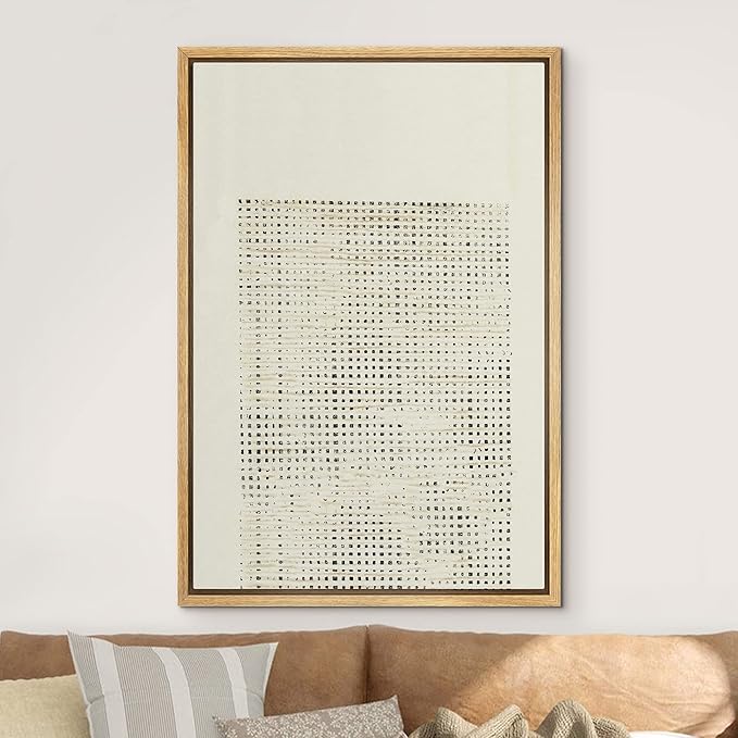 IDEA4WALL Framed Canvas Print Wall Art Distressed Tan Grunge Geometric Pattern Abstract Shapes Illustrations Modern Art Contemporary Relax/Calm for Living Room, Bedroom, Office - 24"x36" Natural