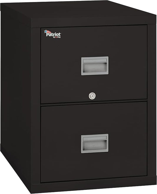 FireKing Patriot 2P2131-CBL Insulated UL Class 350 one-Hour Fire Rated Vertical Filing Cabinet with 2 Drawers, Deep Legal Size, 31-9/16" Length x 20-13/16" Width x 27-3/4" Height, Black