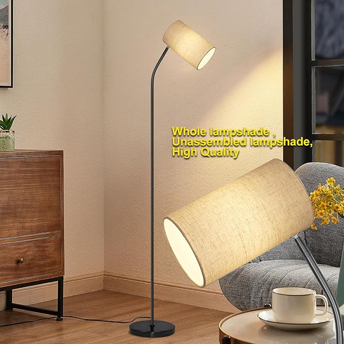 Arc Floor Lamp for Living Room with 9W 3 Color Temperatures Bulb Modern Reading Standing Lamps for Bedroom,Office,Living Room, LED Bulb Included (Beige/Black/3CCT)