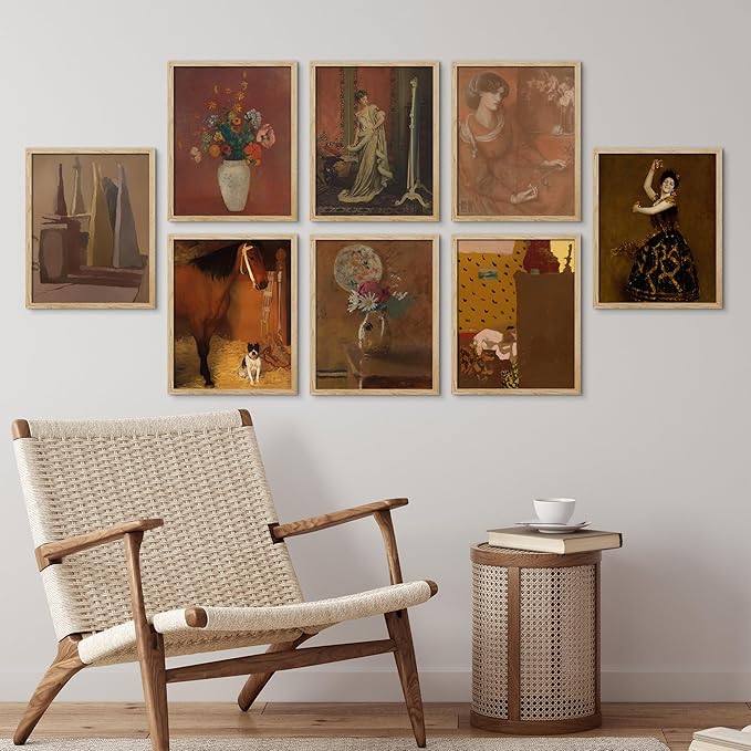 SIGNWIN Framed Poster Bathroom Decor 11"x14"x 8 Natural, Wall Art Room Decor Multicolor for Living Room, Bedroom, Office Sepia Botanical Flower Bouquet Dancers Classic Vintage Bohemian
