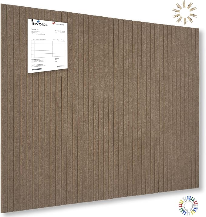 Large Cork Board Alternative-12 Pcs Self-Adhesive Felt Bulletin Board Tiles, Felt Pin Board Cork Board Tiles for Home Office Wall Decor, Tack Board 47"x35" (Dark Brown