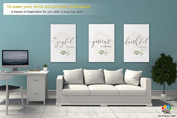 Office Wall Art - 3 Panel Motivational Canvas, Inspirational Quotes for Home Decor, Positive Entrepreneur Words Poster Frame for Company, 16"x24"x3Pcs