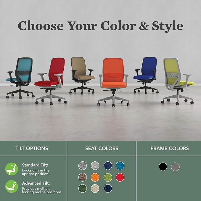 HON Nucleus Task Chair, Spectrum Mesh, Standard Synchro-Tilt Control, Office Chair with Lumbar Support, Height and Width Adjustable Arms, Titanium Frame, Sky
