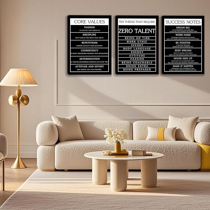 3 Panel Print Canvas Wall Art Motivational Office Wall Decor Painting Inspirational Posters Modern Inspiring Artwork for Home Living Room Bedroom Wall Decor Office Wall Art Ready to Hang - 48"Wx24"H