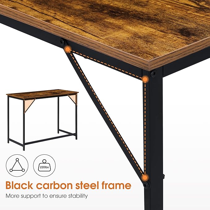 ivinta Computer Desk, Industrial Home Office Desk with Metal Frame, 40" Workstation for Small Spaces Living Room Bedroom Single (Vintage, Easy Assemble)