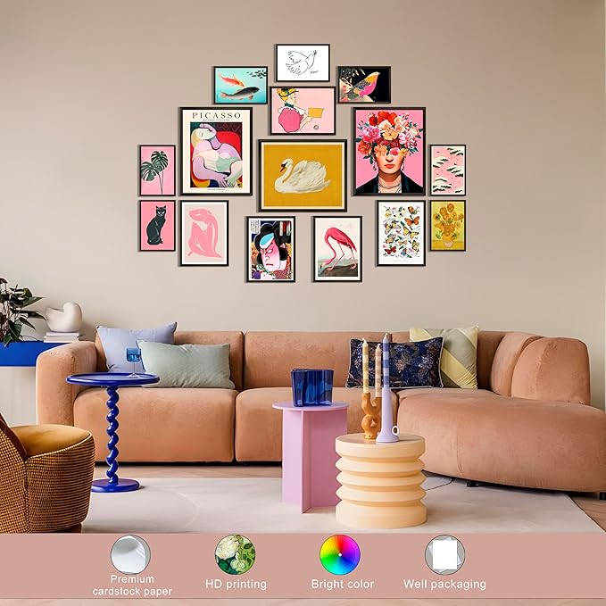 LANCHI95 15 PCS Eclectic Wall Decor - Colorful Eclectic Decor, Eclectic Home Decor, Vintage Eclectic Wall Art Prints, Funky Eclectic Gallery Wall Art Prints for Bedroom (UNFRAMED) (Eclectic Art 2, 8"X10", Unframed)