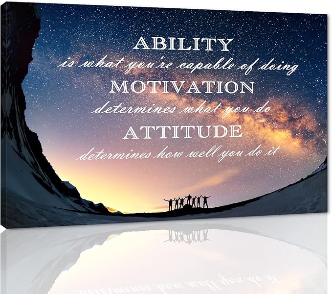 Motivational Quotes Wall Art Motto Inspirational Success Teamwork Canvas Painting Inspirational Entrepreneur Posters and Prints Motivation Attitude Saying Pictures Decor for Office Home (28”Hx44”W)
