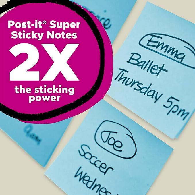 Post-it 100% Recycled Paper Super Sticky Notes, 3 in. x 3 in., 5 Pads, 70 Sheets per Pad, Oasis Collection, School Supplies and Office Products
