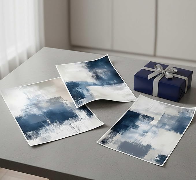 3 Pcs Navy Blue Abstract Canvas Wall Art Modern Minimalist Neutral Blue and Grey Paintings Pictures Wall Decor Poster Print Artwork for Living Room Bedroom Office Home Decoration Unframed