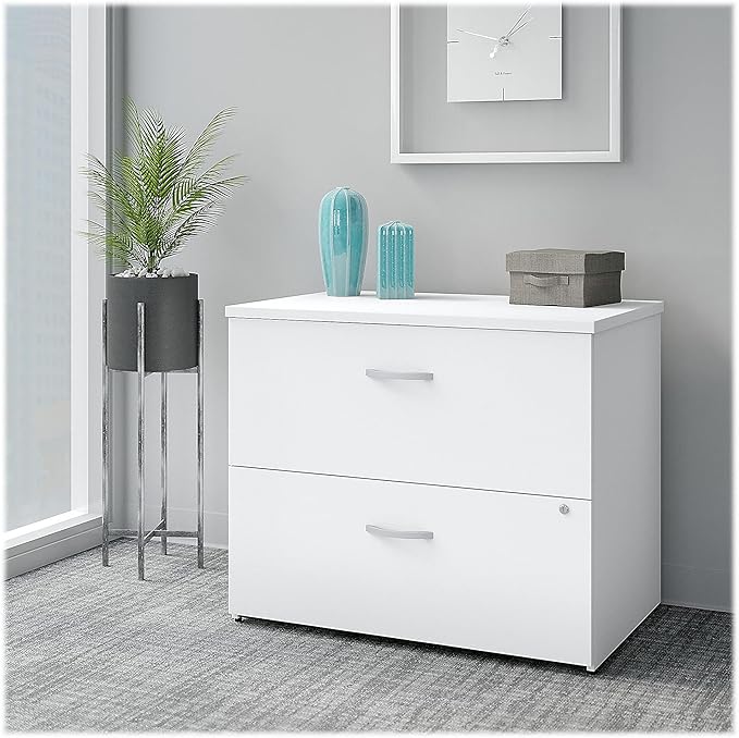 Bush Business Furniture Easy Office 2 Drawer Lateral File Cabinet - Assembled, Pure White