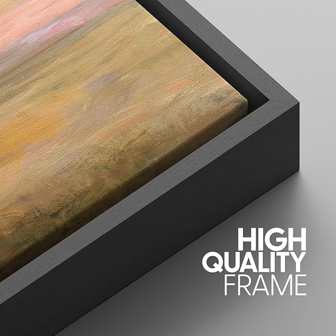 SIGNWIN Framed Canvas Print Wall Art Set Blush Sunset Over Meadow Illustrations Decorative Relax/Calm Zen for Living Room, Bedroom, Office - 24"x36"x3 BLACK
