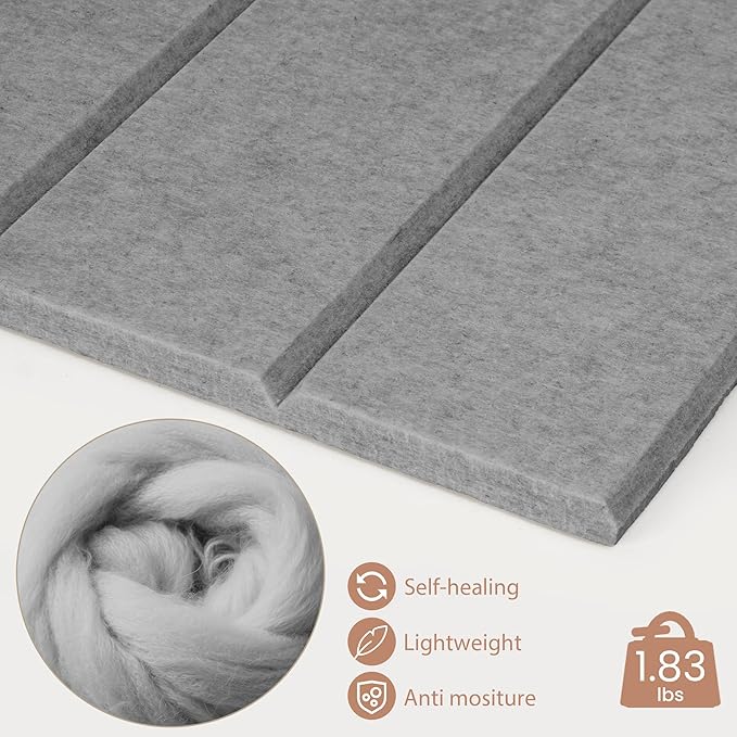 Bulletin Board, 24 x 18 inches Felt Board Decorative Pin Board, 4' x 3' Cork Board Alternative for Wall, Foldable Photo Board with 20 Pushpins - Gray Stripes