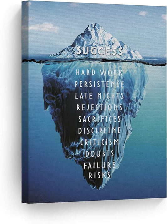 Smile Art Design Success Inspiring Quote Iceberg Ocean Motivational Wall Art Canvas Print Inspirational Wall Art Entrepreneur Quote Modern Office Living Room Decor Artwork Gift Ready to Hang 12x8