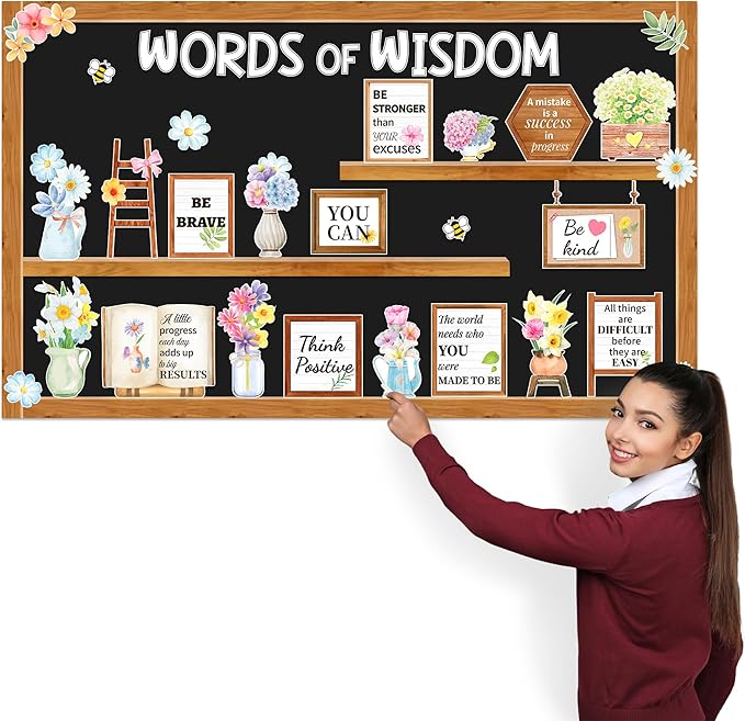 Spring Bulletin Board Set Motivational Flower Bulletin Board Decoration Positive Flower Cutout Classroom Decor Spring Watercolor Educational Inspirational Positive Quotes for Classroom Door Wall