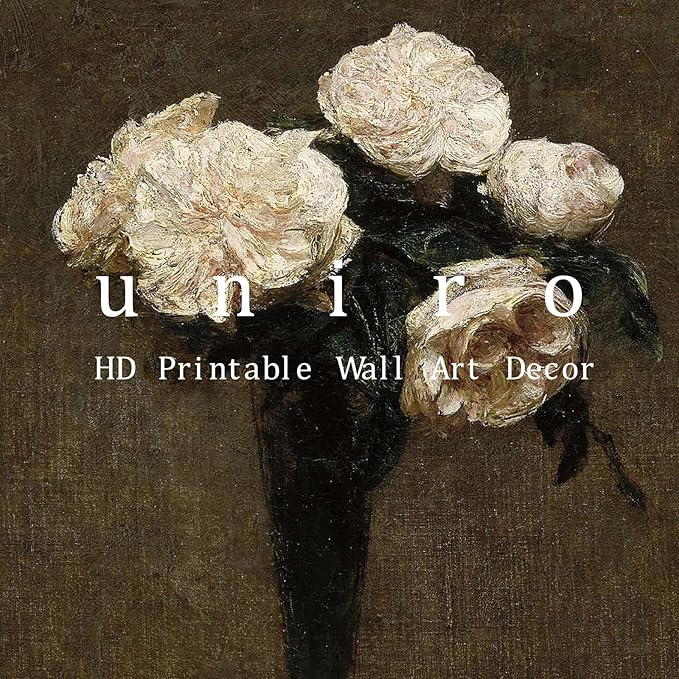 unrio Vintage Floral Wall Art Prints - Retro Moody Roses Canvas Art Decor Rustic Farmhouse Wall Decor - Antique Flower Botanical Painting Picture Aesthetic for Bedroom Bathroom Living Room Office (8" x 10"-UNFRAMED)